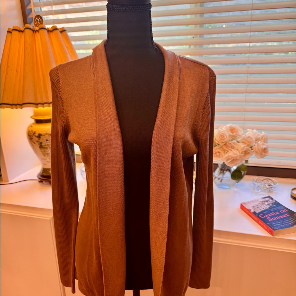 Coldwater Creek Chocolate Open-Front Cardigan